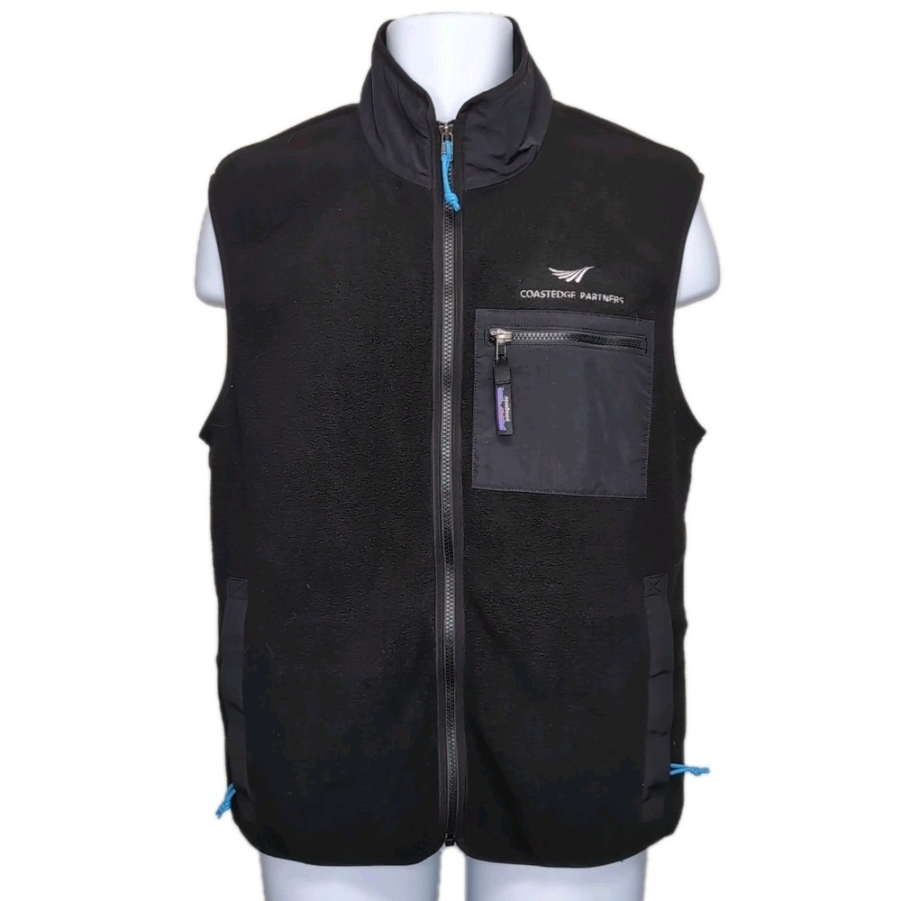 Patagonia Synchilla Fleece Vest Black Mens M Full Zip Gorpcore Corporate Logo